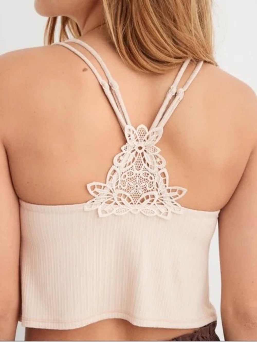 Aerie Ribbed Crop Top Bralette Tan